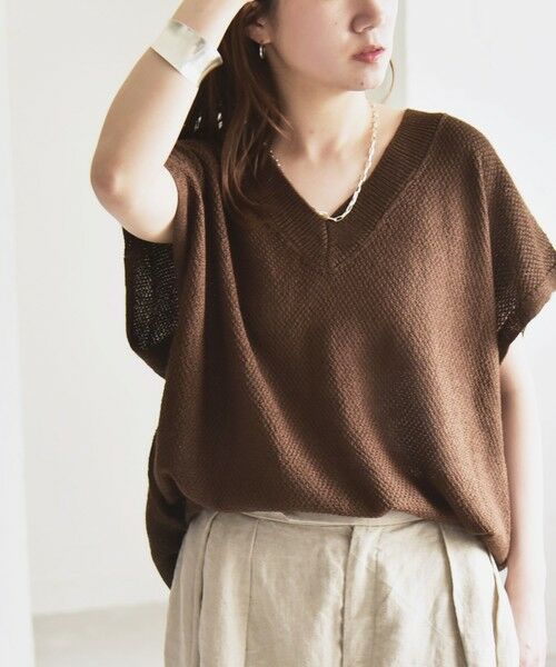 SHIPS for women/シップスウィメン 《予約》quaranciel:〈手洗い可能〉ラミー ミックス Vネック フレンチ ニットプルオーバー ブラウン ONE SIZE SHIPS for women/シップスウィメン 《予約》quaranciel:〈手洗い可能〉ラミー ミックス Vネック フレンチ ニットプルオーバー ブラウン ONE SIZE