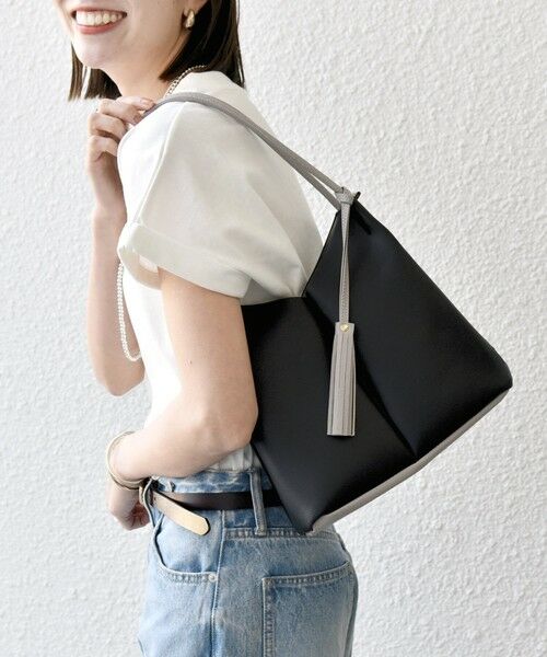 SHIPS / シップス トートバッグ | SHIPS any: Vカット バイカラー タッセル トート バッグ | 詳細5