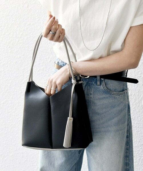 SHIPS / シップス トートバッグ | SHIPS any: Vカット バイカラー タッセル トート バッグ | 詳細6