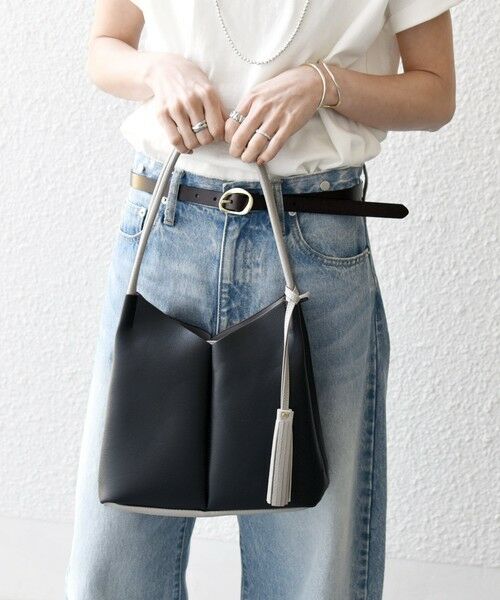 SHIPS / シップス トートバッグ | SHIPS any: Vカット バイカラー タッセル トート バッグ | 詳細7