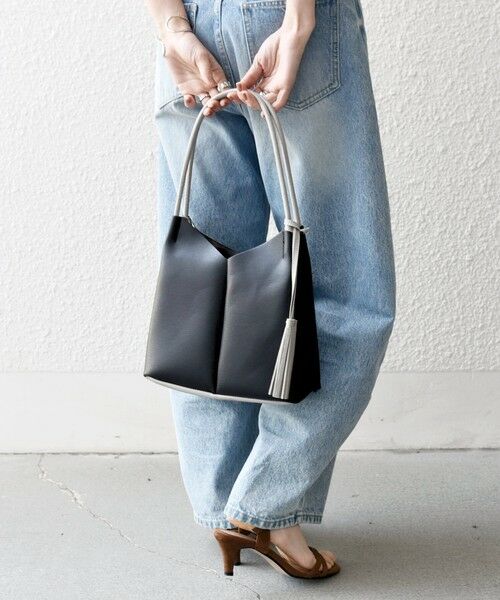 SHIPS / シップス トートバッグ | SHIPS any: Vカット バイカラー タッセル トート バッグ | 詳細9