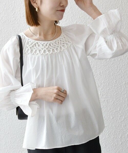 SHIPS for women/シップスウィメン 《予約》SHIPS any:〈手洗い可能〉ロープ デザイン ギャザースリーブ フレア ブラウス ホワイト ONE SIZE SHIPS for women/シップスウィメン 《予約》SHIPS any:〈手洗い可能〉ロープ デザイン ギャザースリーブ フレア ブラウス ホワイト ONE SIZE