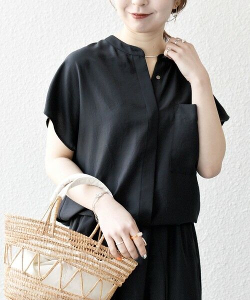 SHIPS / シップス シャツ・ブラウス | SHIPS any:〈洗濯機可能〉グロッシー ドロスト バンドカラー フレンチ シャツ | 詳細10