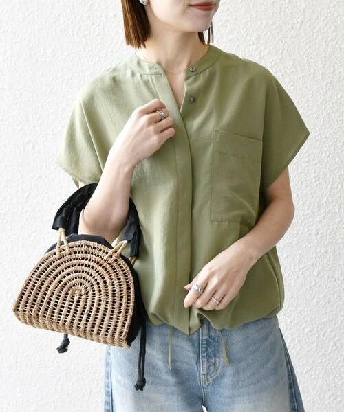SHIPS for women/シップスウィメン 《予約》SHIPS any:〈洗濯機可能〉グロッシー ドロスト バンドカラー フレンチ シャツ オリーブ ONE SIZE SHIPS for women/シップスウィメン 《予約》SHIPS any:〈洗濯機可能〉グロッシー ドロスト バンドカラー フレンチ シャツ オリーブ ONE SIZE