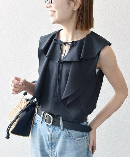 SHIPS / シップス シャツ・ブラウス | SHIPS any:〈洗濯機可能〉グロッシー ラッフル フリル ノースリーブ ブラウス | 詳細4