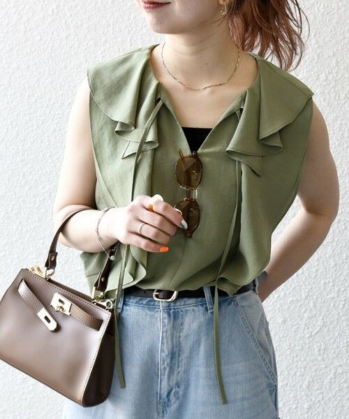 SHIPS / シップス シャツ・ブラウス | SHIPS any:〈洗濯機可能〉グロッシー ラッフル フリル ノースリーブ ブラウス | 詳細19