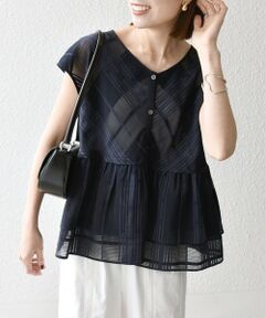 SHIPS / シップス シャツ・ブラウス | SHIPS any:〈洗濯機可能〉シアー チェック ティアード ペプラム 2WAY ブラウス