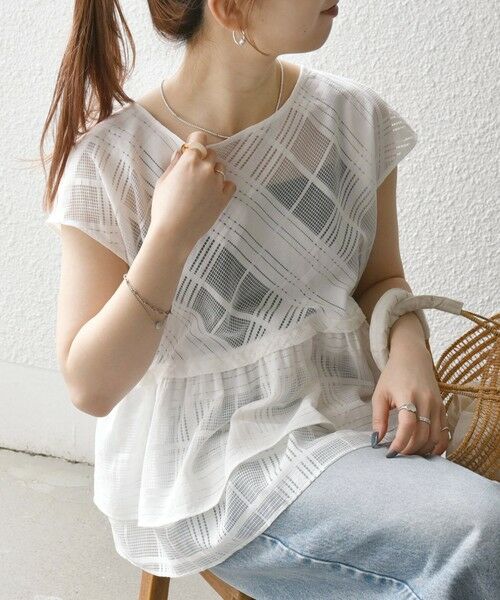 SHIPS / シップス シャツ・ブラウス | SHIPS any:〈洗濯機可能〉シアー チェック ティアード ペプラム 2WAY ブラウス | 詳細7