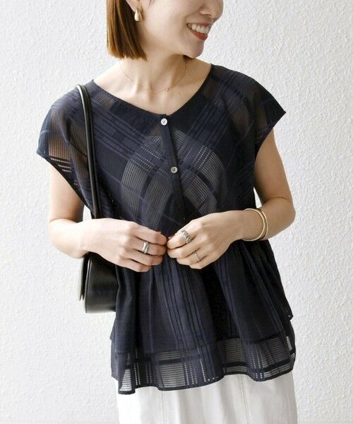SHIPS / シップス シャツ・ブラウス | SHIPS any:〈洗濯機可能〉シアー チェック ティアード ペプラム 2WAY ブラウス | 詳細13