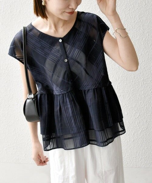 SHIPS / シップス シャツ・ブラウス | SHIPS any:〈洗濯機可能〉シアー チェック ティアード ペプラム 2WAY ブラウス | 詳細16