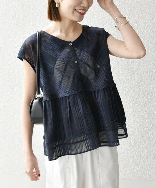 SHIPS / シップス シャツ・ブラウス | SHIPS any:〈洗濯機可能〉シアー チェック ティアード ペプラム 2WAY ブラウス | 詳細17