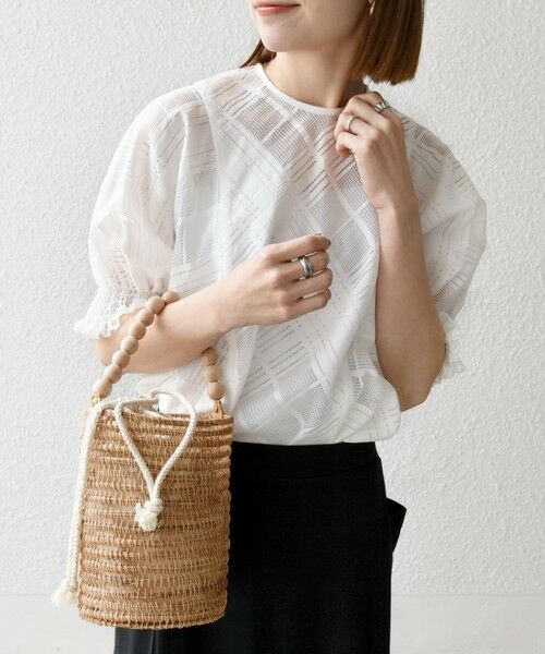 SHIPS / シップス シャツ・ブラウス | SHIPS any:〈洗濯機可能〉シアー チェック ドルマン シャーリング パフ ブラウス | 詳細4