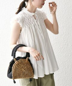 SHIPS / シップス シャツ・ブラウス | SHIPS any:〈洗濯機可能〉ハンドスモッキング コットン フリル スタンドカラー ブラウス