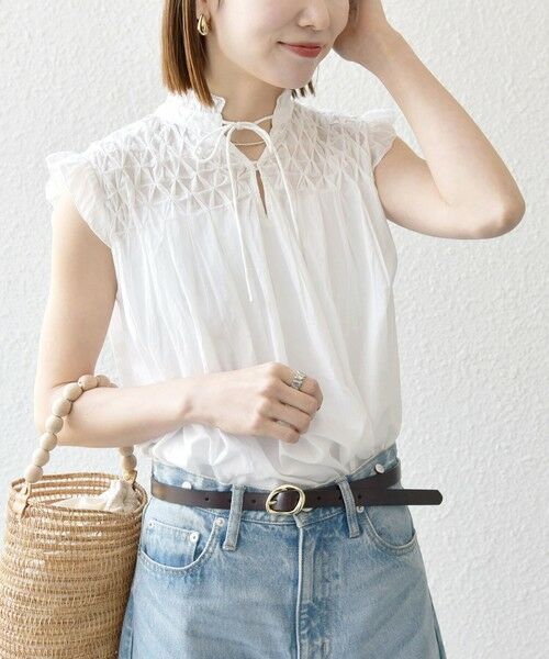 SHIPS / シップス シャツ・ブラウス | SHIPS any:〈洗濯機可能〉ハンドスモッキング コットン フリル スタンドカラー ブラウス | 詳細19
