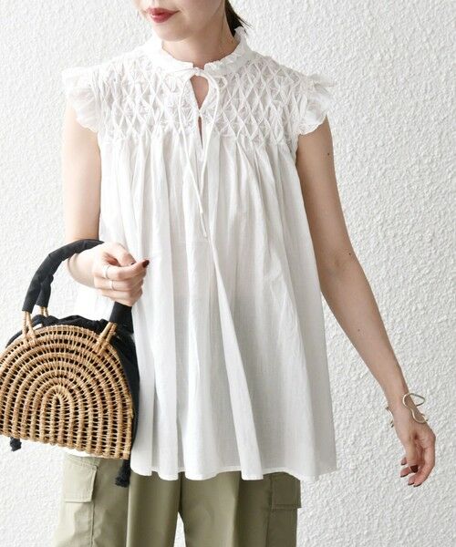 SHIPS / シップス シャツ・ブラウス | SHIPS any:〈洗濯機可能〉ハンドスモッキング コットン フリル スタンドカラー ブラウス | 詳細4