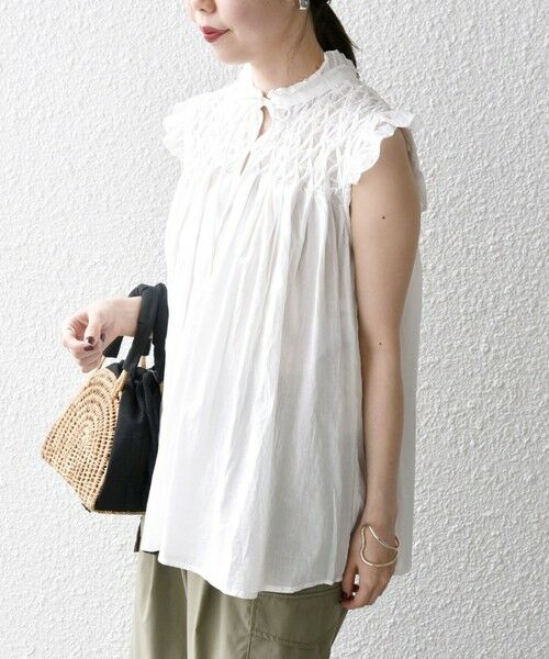 SHIPS / シップス シャツ・ブラウス | SHIPS any:〈洗濯機可能〉ハンドスモッキング コットン フリル スタンドカラー ブラウス | 詳細8