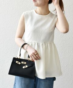 SHIPS / シップス シャツ・ブラウス | SHIPS any:〈洗濯機可能〉サテン ジャカード ノースリ ペプラム リボン ブラウス