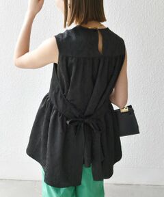 SHIPS / シップス シャツ・ブラウス | SHIPS any:〈洗濯機可能〉サテン ジャカード ノースリ ペプラム リボン ブラウス