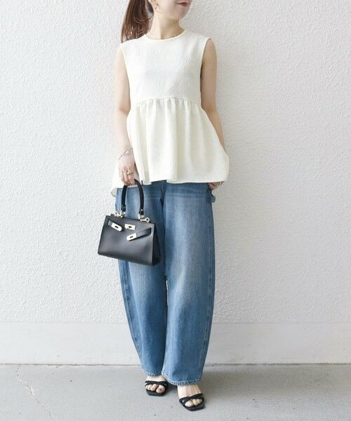 SHIPS / シップス シャツ・ブラウス | SHIPS any:〈洗濯機可能〉サテン ジャカード ノースリ ペプラム リボン ブラウス | 詳細1