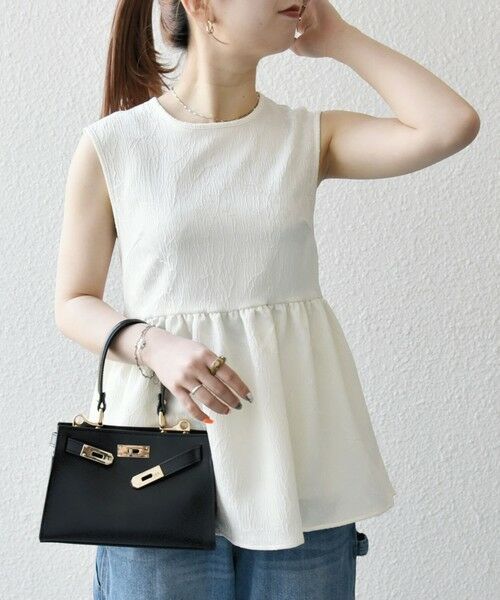 SHIPS / シップス シャツ・ブラウス | SHIPS any:〈洗濯機可能〉サテン ジャカード ノースリ ペプラム リボン ブラウス | 詳細13