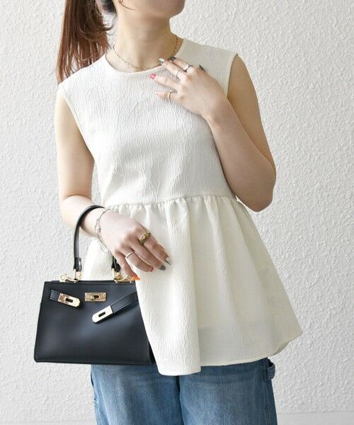 SHIPS / シップス シャツ・ブラウス | SHIPS any:〈洗濯機可能〉サテン ジャカード ノースリ ペプラム リボン ブラウス | 詳細3