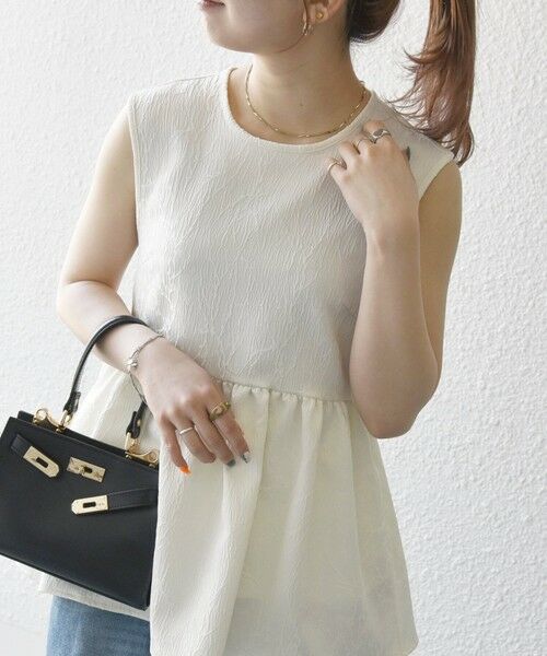 SHIPS / シップス シャツ・ブラウス | SHIPS any:〈洗濯機可能〉サテン ジャカード ノースリ ペプラム リボン ブラウス | 詳細7