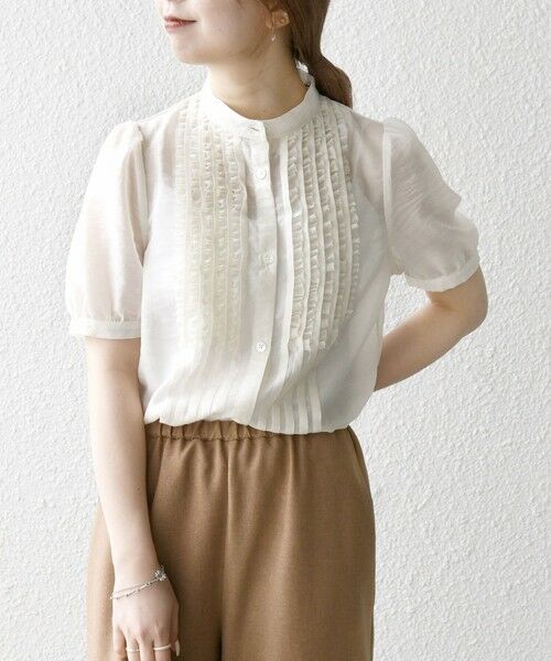 SHIPS / シップス シャツ・ブラウス | SHIPS any:〈手洗い可能〉シアー フリル バンドカラー パフ シャツ ブラウス | 詳細7