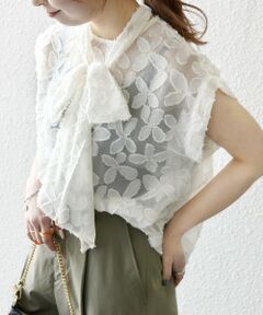 SHIPS / シップス シャツ・ブラウス | SHIPS any:〈手洗い可能〉シアー フラワー ジャカード ボウタイ フレンチ ブラウス