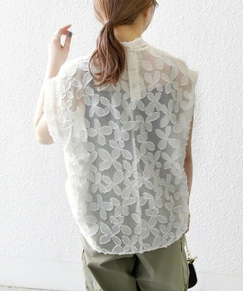 SHIPS / シップス シャツ・ブラウス | SHIPS any:〈手洗い可能〉シアー フラワー ジャカード ボウタイ フレンチ ブラウス | 詳細5