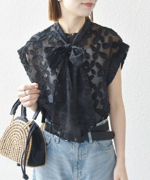 SHIPS / シップス シャツ・ブラウス | SHIPS any:〈手洗い可能〉シアー フラワー ジャカード ボウタイ フレンチ ブラウス | 詳細17