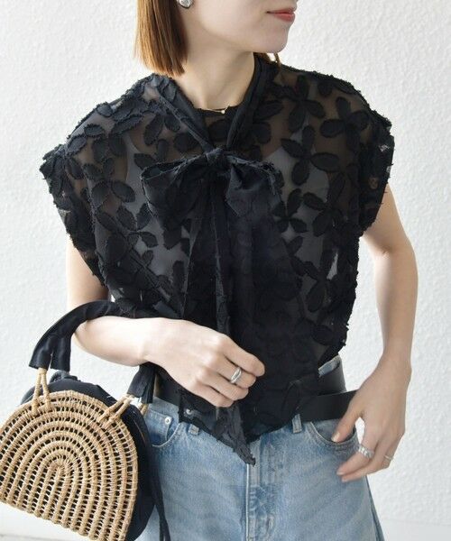 SHIPS / シップス シャツ・ブラウス | SHIPS any:〈手洗い可能〉シアー フラワー ジャカード ボウタイ フレンチ ブラウス | 詳細18