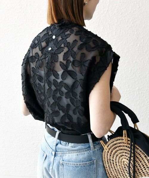 SHIPS / シップス シャツ・ブラウス | SHIPS any:〈手洗い可能〉シアー フラワー ジャカード ボウタイ フレンチ ブラウス | 詳細20