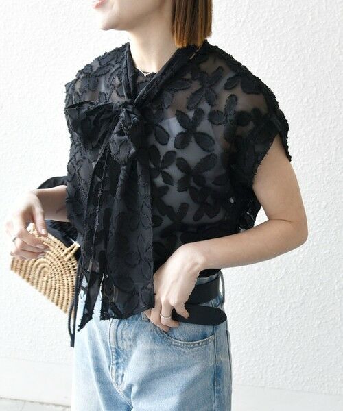 SHIPS / シップス シャツ・ブラウス | SHIPS any:〈手洗い可能〉シアー フラワー ジャカード ボウタイ フレンチ ブラウス | 詳細23