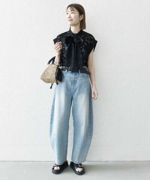 SHIPS / シップス シャツ・ブラウス | SHIPS any:〈手洗い可能〉シアー フラワー ジャカード ボウタイ フレンチ ブラウス | 詳細15