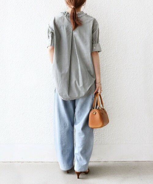 SHIPS / シップス シャツ・ブラウス | SHIPS any:〈手洗い可能〉ストライプ フリル Vネック ハーフスリーブ ブラウス | 詳細2