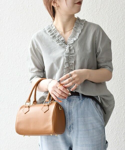 SHIPS / シップス シャツ・ブラウス | SHIPS any:〈手洗い可能〉ストライプ フリル Vネック ハーフスリーブ ブラウス | 詳細5