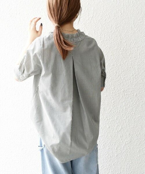 SHIPS / シップス シャツ・ブラウス | SHIPS any:〈手洗い可能〉ストライプ フリル Vネック ハーフスリーブ ブラウス | 詳細9