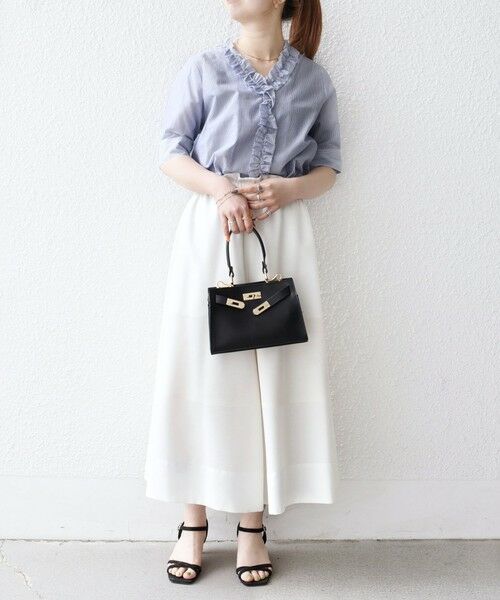 SHIPS / シップス シャツ・ブラウス | SHIPS any:〈手洗い可能〉ストライプ フリル Vネック ハーフスリーブ ブラウス | 詳細24