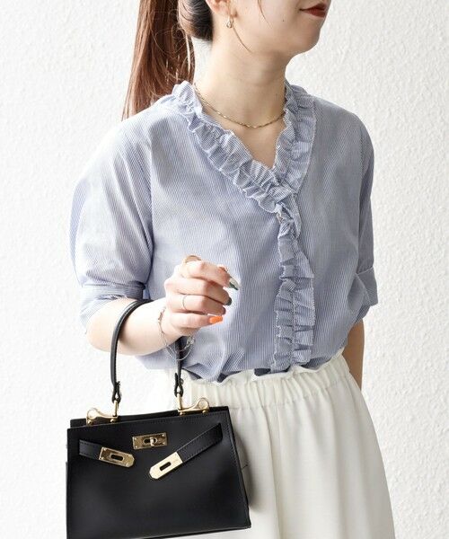 SHIPS / シップス シャツ・ブラウス | SHIPS any:〈手洗い可能〉ストライプ フリル Vネック ハーフスリーブ ブラウス | 詳細26