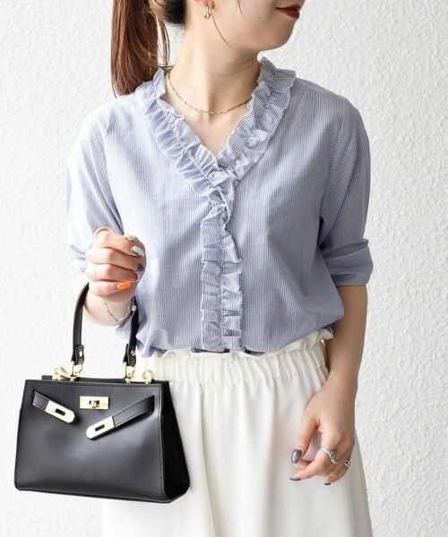 SHIPS / シップス シャツ・ブラウス | SHIPS any:〈手洗い可能〉ストライプ フリル Vネック ハーフスリーブ ブラウス | 詳細28