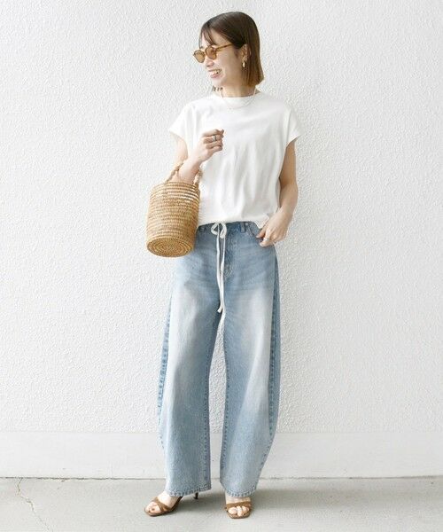 SHIPS / シップス Tシャツ | SHIPS any:〈接触冷感/汗染み防止加工/洗濯機可能〉ドロスト フレンチスリーブ TEE | 詳細1