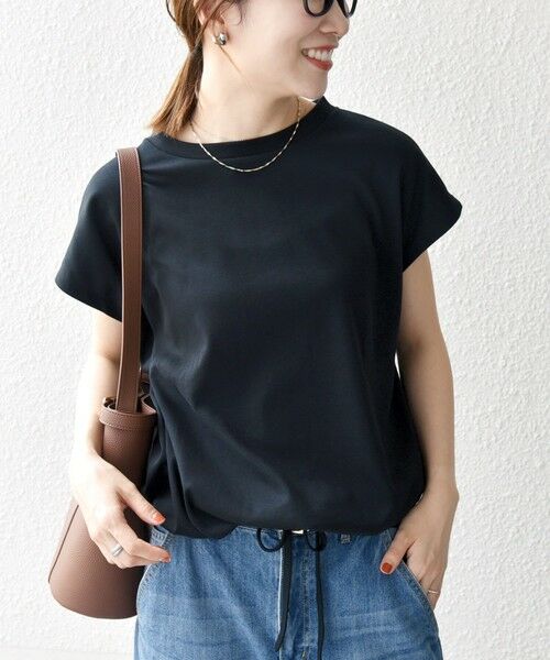 SHIPS / シップス Tシャツ | SHIPS any:〈接触冷感/汗染み防止加工/洗濯機可能〉ドロスト フレンチスリーブ TEE | 詳細24