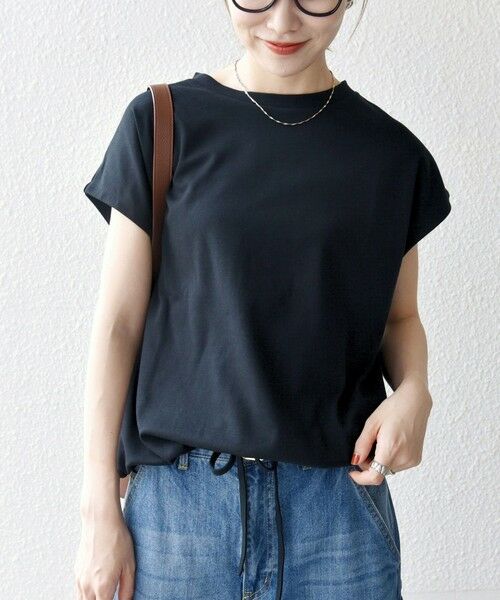 SHIPS / シップス Tシャツ | SHIPS any:〈接触冷感/汗染み防止加工/洗濯機可能〉ドロスト フレンチスリーブ TEE | 詳細28