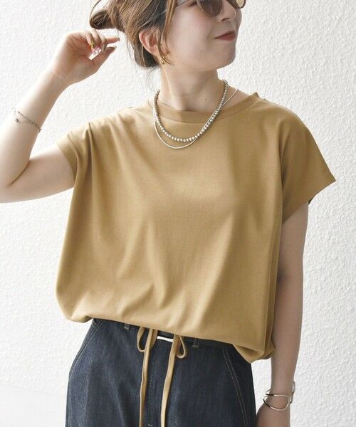 SHIPS / シップス Tシャツ | SHIPS any:〈接触冷感/汗染み防止加工/洗濯機可能〉ドロスト フレンチスリーブ TEE(キャメル)