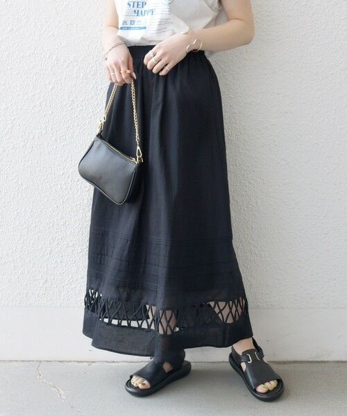 SHIPS for women/シップスウィメン 《予約》SHIPS any:〈手洗い可能〉ロープ デザイン ギャザー フレア スカート ブラック ONE SIZE SHIPS for women/シップスウィメン 《予約》SHIPS any:〈手洗い可能〉ロープ デザイン ギャザー フレア スカート ブラック ONE SIZE