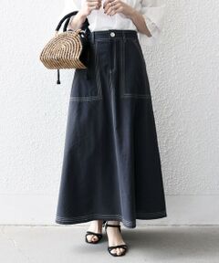 SHIPS / シップス ロング・マキシ丈スカート | SHIPS any:〈洗濯機可能〉オックス ステッチ フレア ロング スカート