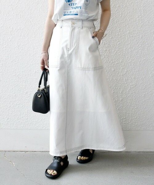 SHIPS / シップス ロング・マキシ丈スカート | SHIPS any:〈洗濯機可能〉オックス ステッチ フレア ロング スカート | 詳細4