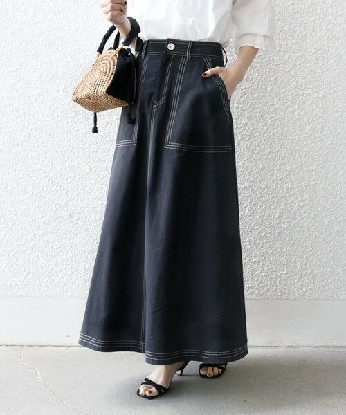 SHIPS / シップス ロング・マキシ丈スカート | SHIPS any:〈洗濯機可能〉オックス ステッチ フレア ロング スカート | 詳細14