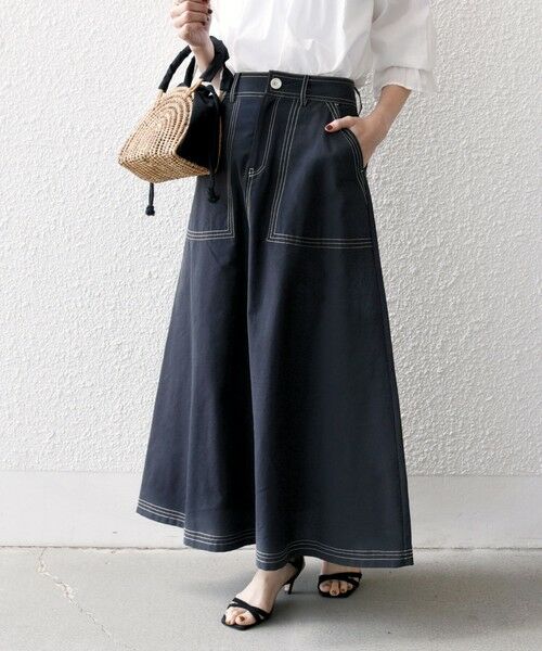 SHIPS / シップス ロング・マキシ丈スカート | SHIPS any:〈洗濯機可能〉オックス ステッチ フレア ロング スカート | 詳細15