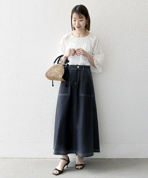 SHIPS / シップス ロング・マキシ丈スカート | SHIPS any:〈洗濯機可能〉オックス ステッチ フレア ロング スカート | 詳細12